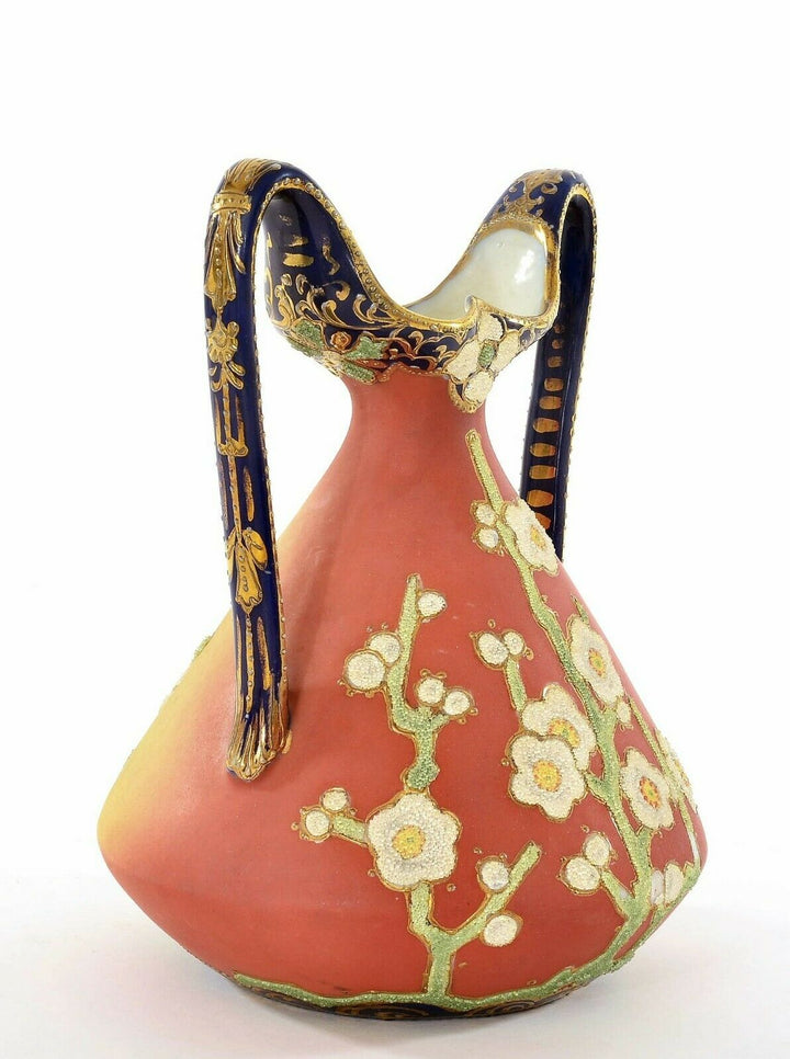 オールドノリタケ　コラレン　コーラルレッド　梅の花の花瓶