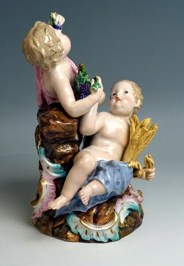 4 邁森 MEISSEN マイセン FIGUR GRUPPEN ALLEGORIE FRÜHLING SOMMER HERBST WINTER UM 1860