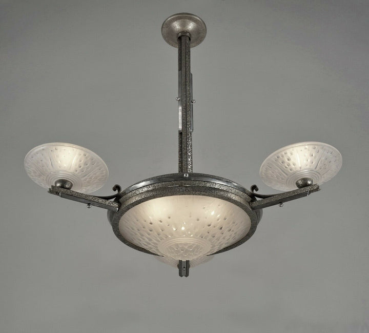 MULLER FRERES : signed FRENCH 1930 ART DECO CHANDELIER ............ lustre lamp