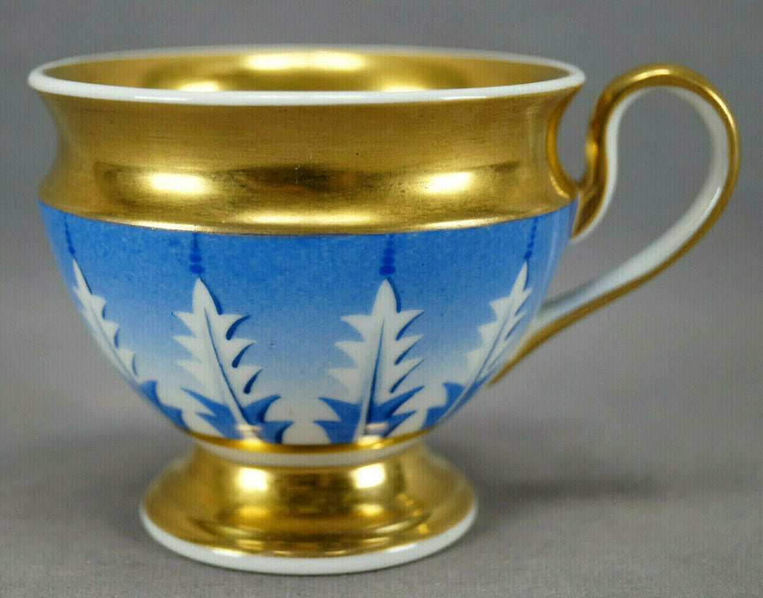 KPM Berlin Hand Painted Blue Leaves & Gold Empire Form Cup Circa 1837-1844