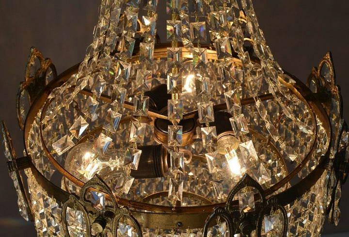 Oriental French Empire Crystal Chandelier Antique Vintage Lighting Pendant Lamp