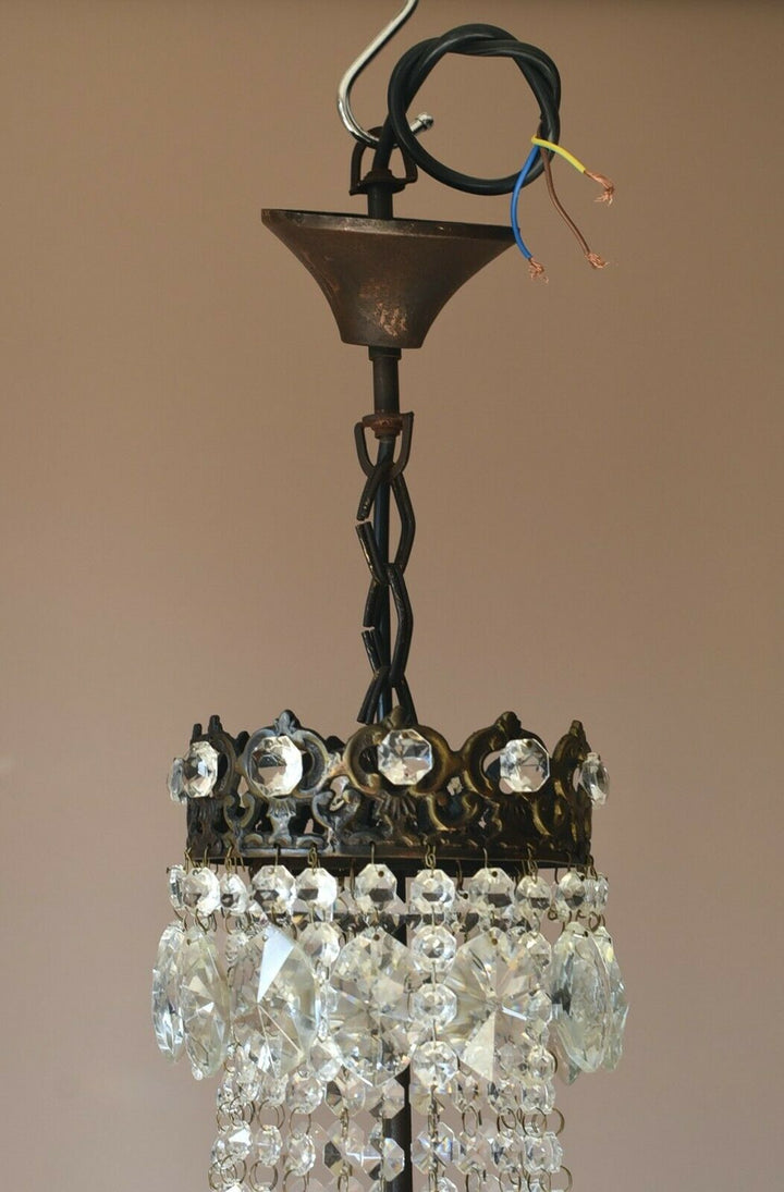 Vintage Crystal Chandelier Antique Brass French Empire Home Lighting Retro lamp