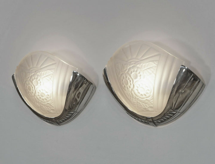VIARMÉ : PAIR FRENCH ART DECO WALL SCONCES ........ lights 1930 lamp muller era