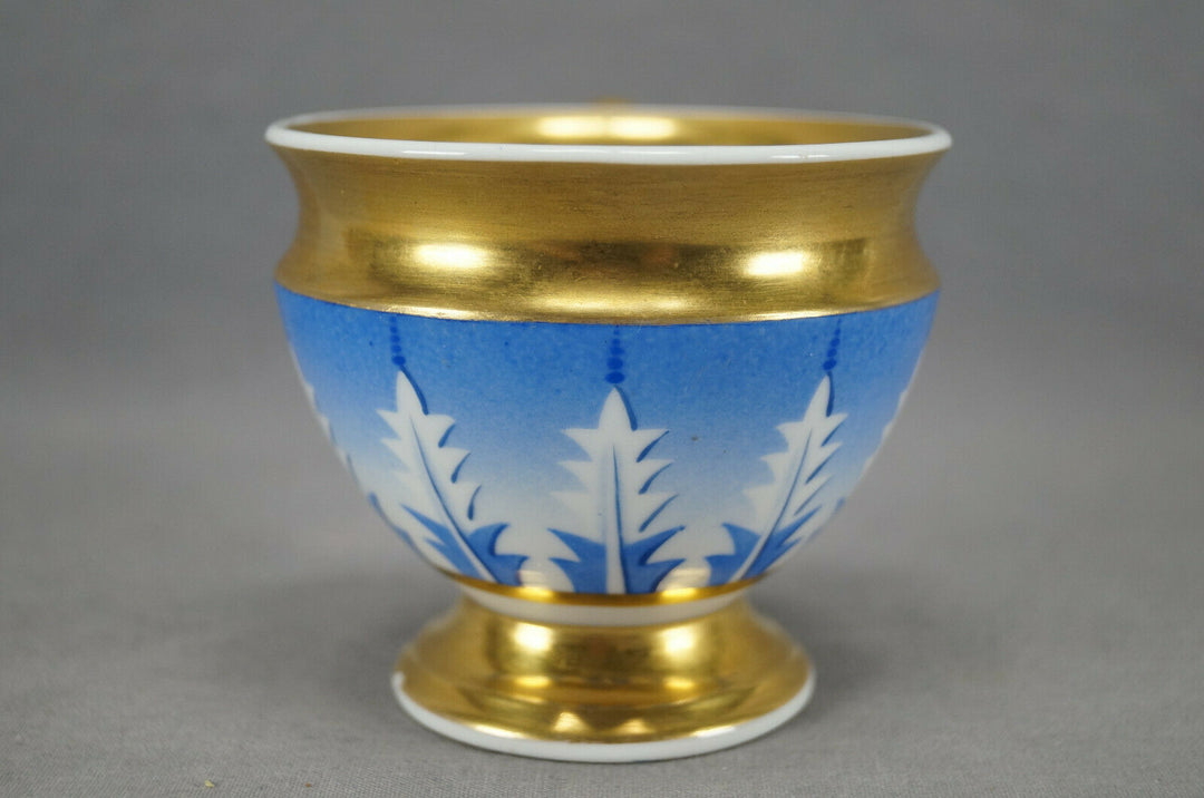 KPM Berlin Hand Painted Blue Leaves & Gold Empire Form Cup Circa 1837-1844