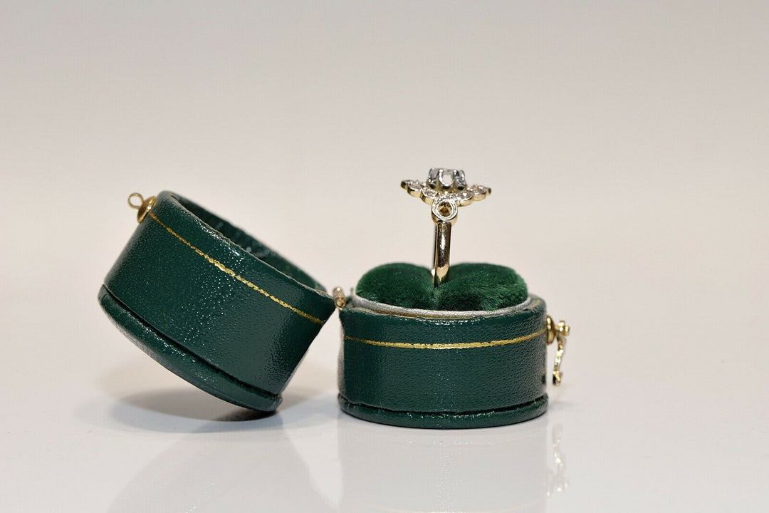 アンティーク オリジナル 14K アールデコ ナチュラルローズカットダイヤモンドのリング