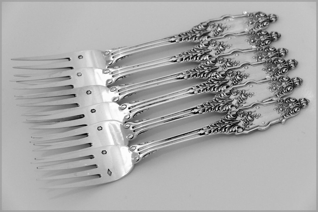Puiforcat Fabulous French Sterling Silver Flatware Set 12 Pc Acanthus
