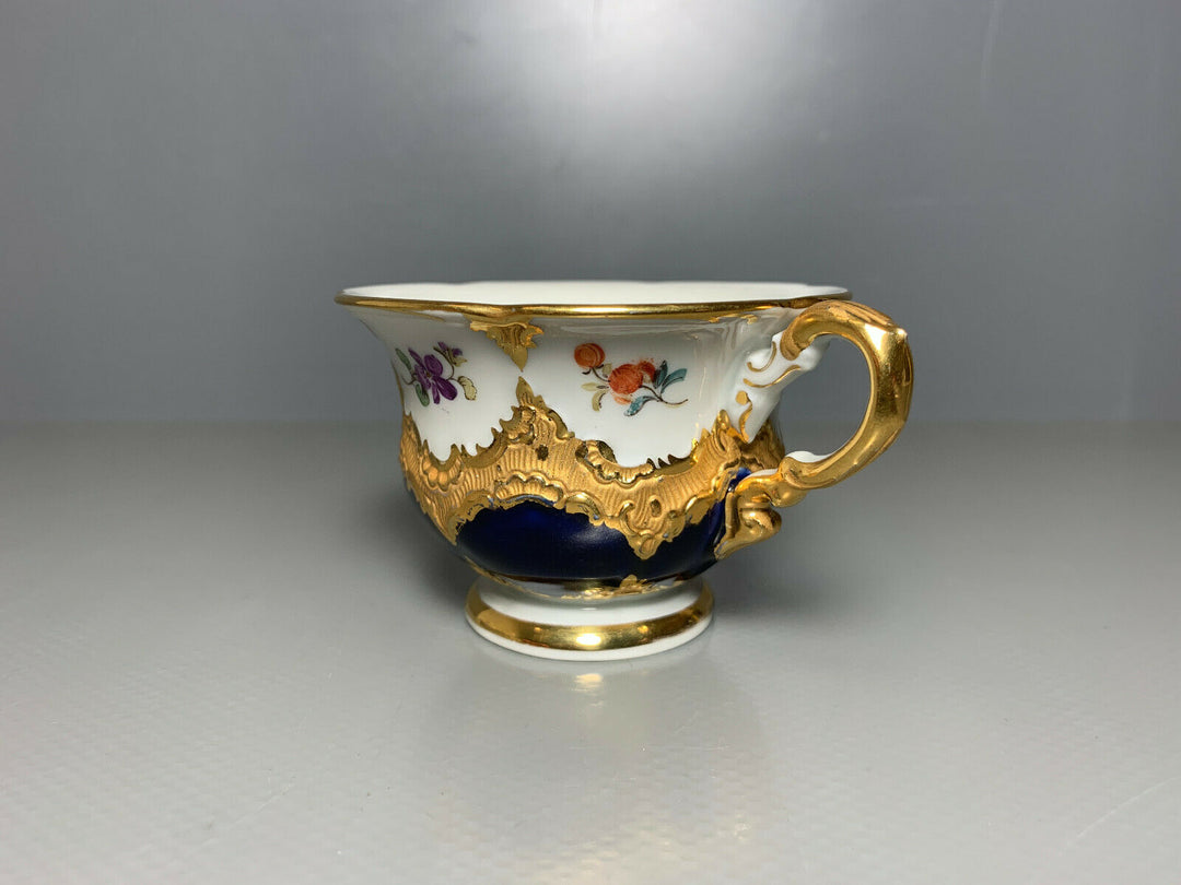 MEISSEN MOKKA GEDECK 2-TLG TASSE UT B-FORM KOBALTBLAU STREUBLÜMCHEN VIEL GOLD