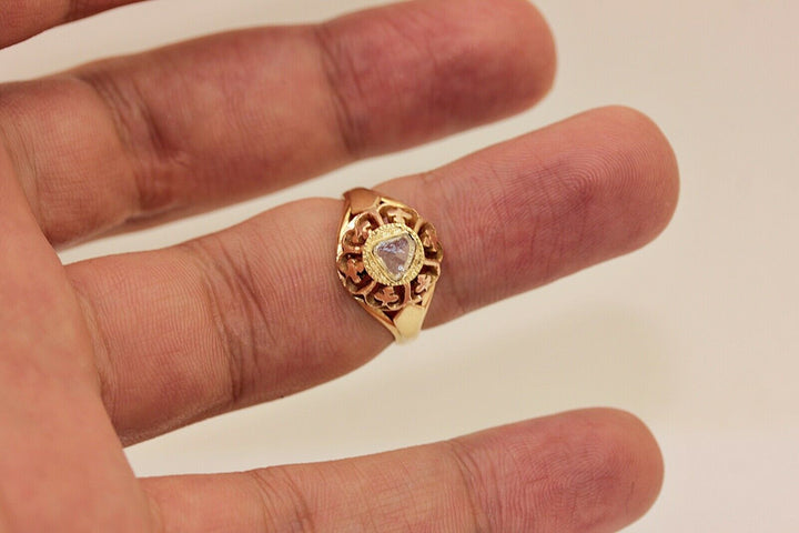アンティーク ヴィクトリアン 18K ナチュラルローズカットダイヤモンドのソリテールリング