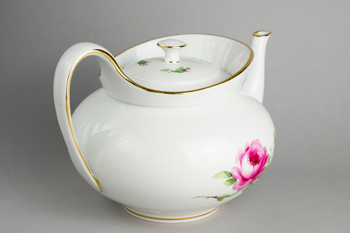 マイセン(Meissen)　ピンクローズ　ポット　1級品　クナウフ期