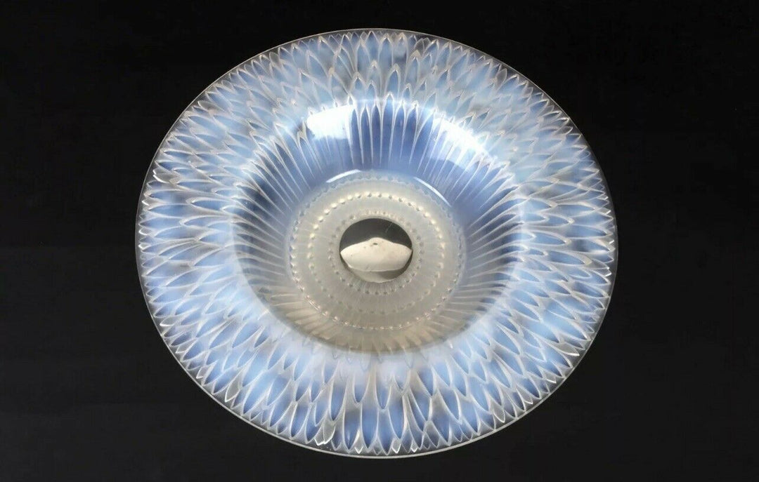 René Lalique Coupe Flora Bella Opalescent Pied Argent R.Lalique Silver Foot