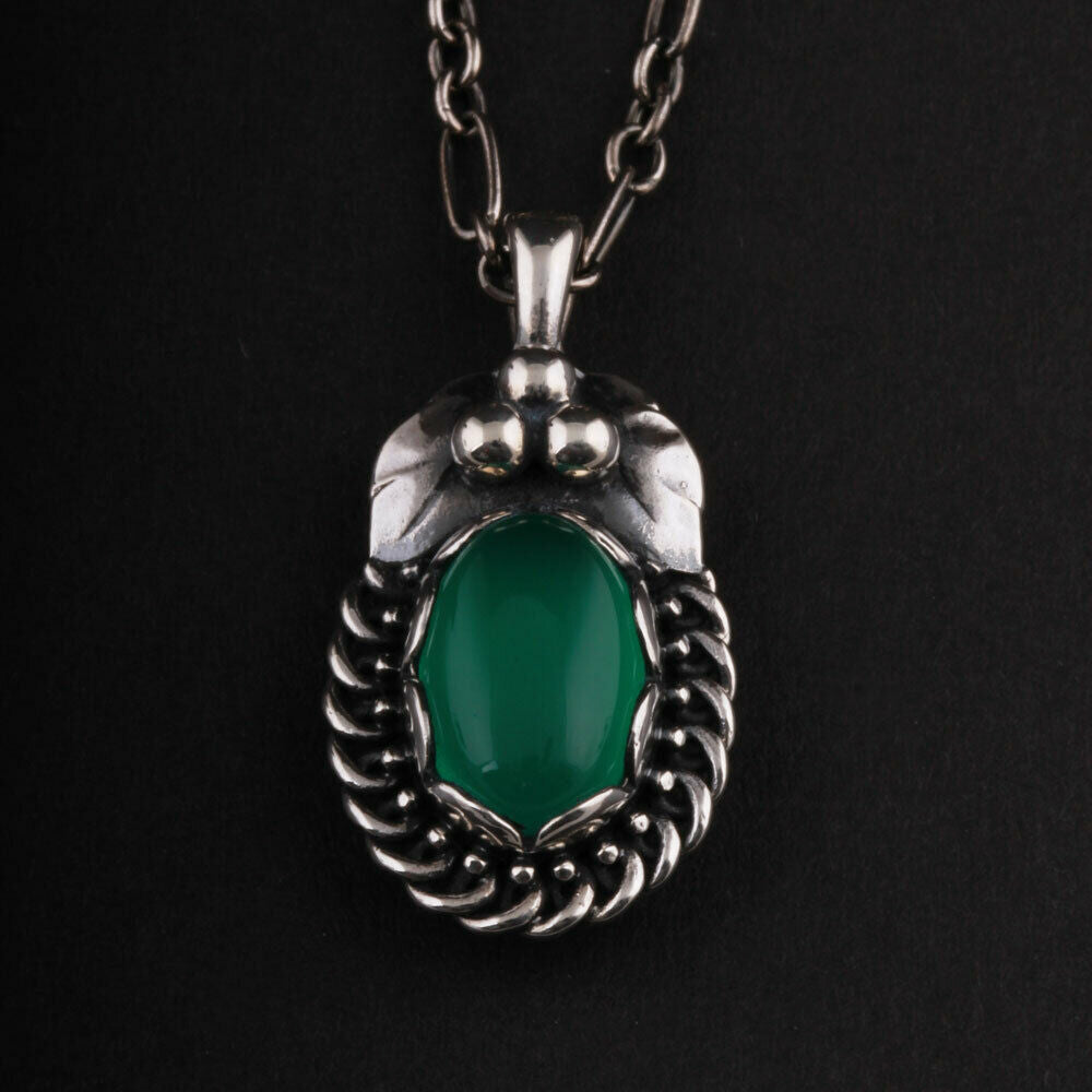 GEORG JENSEN Sterling Pendant of The Year 1992 / 2012 w. Green Agate. VERY RARE.