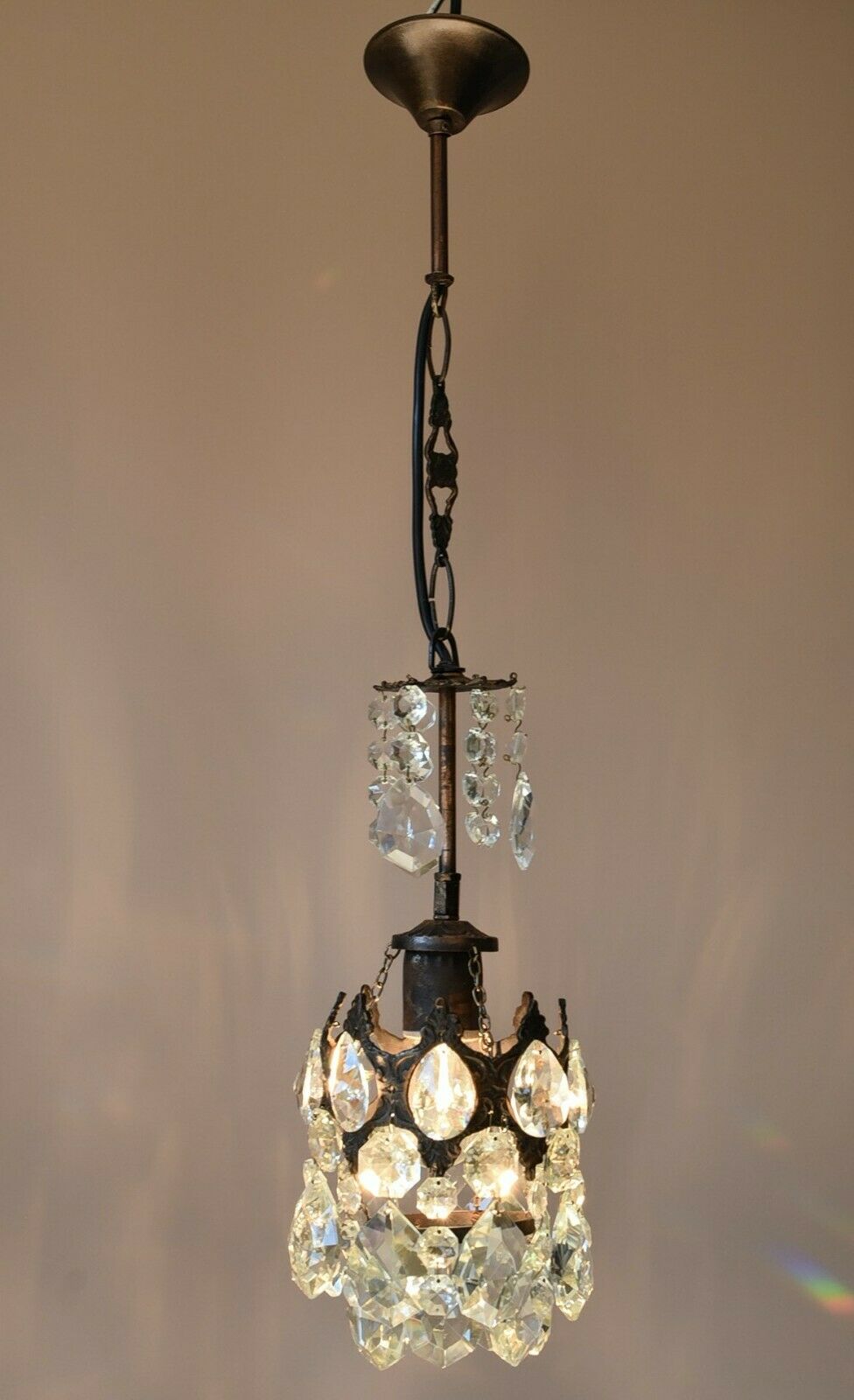 Vintage Crystal Chandelier Antique Brass French Style Home Lighting Retro lamp