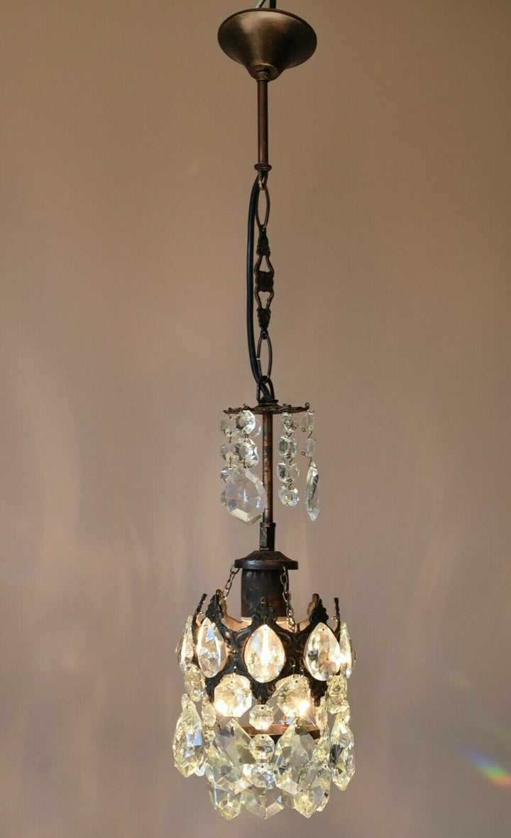 Vintage Crystal Chandelier Antique Brass French Style Home Lighting Retro lamp