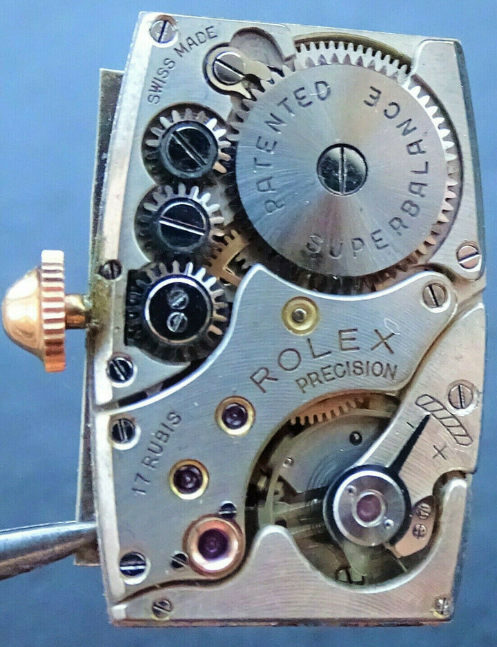 Rolex ♛ 2536 Art Deco Yellow Gold 9C 375 Antique Luxury Men's Watch 1930 Service