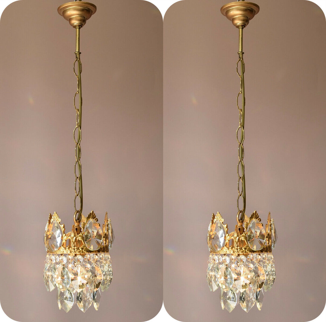 Two Matching Antique Crystal Chandeliers,Vi