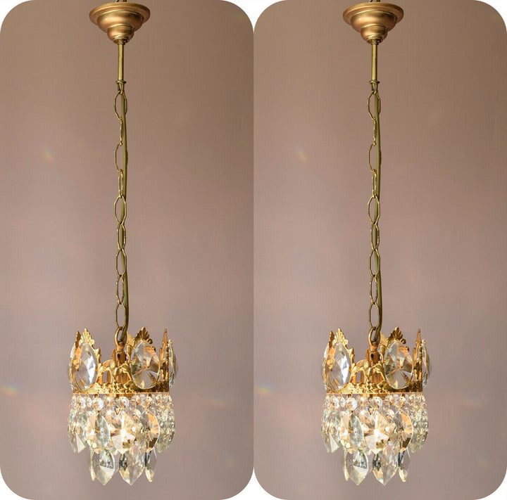 Two Matching Antique Crystal Chandeliers,Vi
