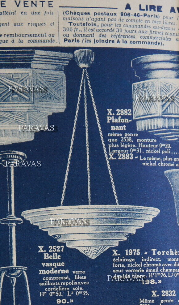 LELEU : FRENCH 1930 ART DECO CHANDELIER .......... 1935 pendant lamp muller era