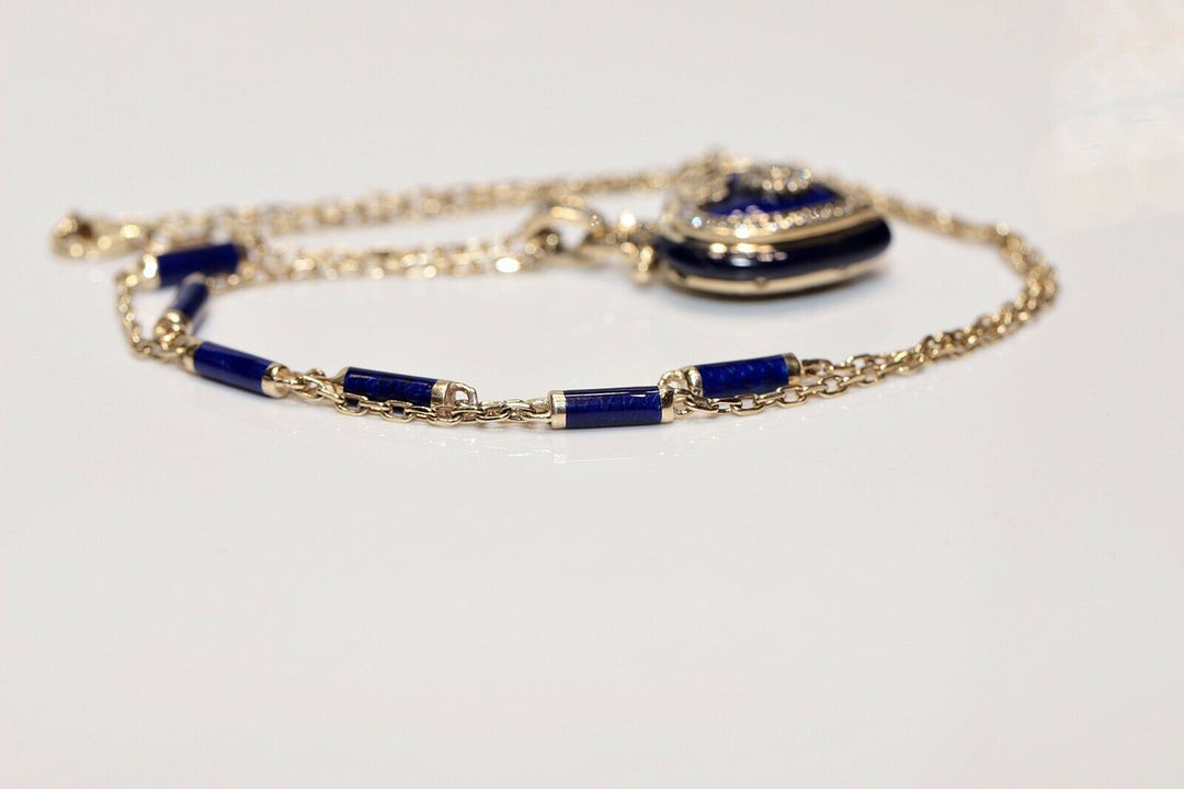 アンティーク ビクトリア朝スタイル 14K ゴールド 天然ダイヤモンド ハートネックレス