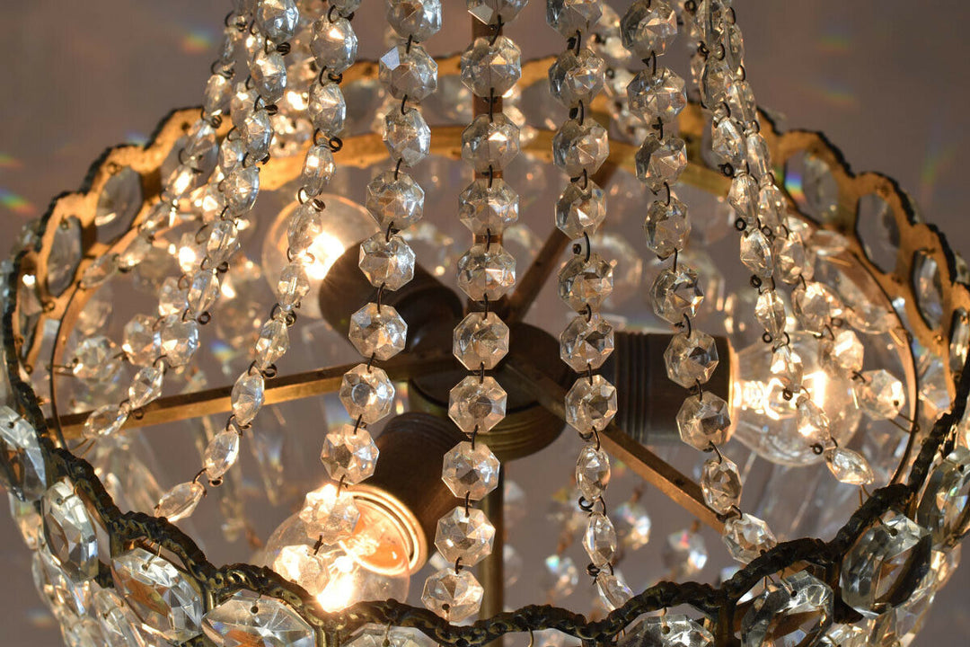 Purse Vintage Crystal Chandelier, Antique Lighting Empire Lamp Hollywood Light