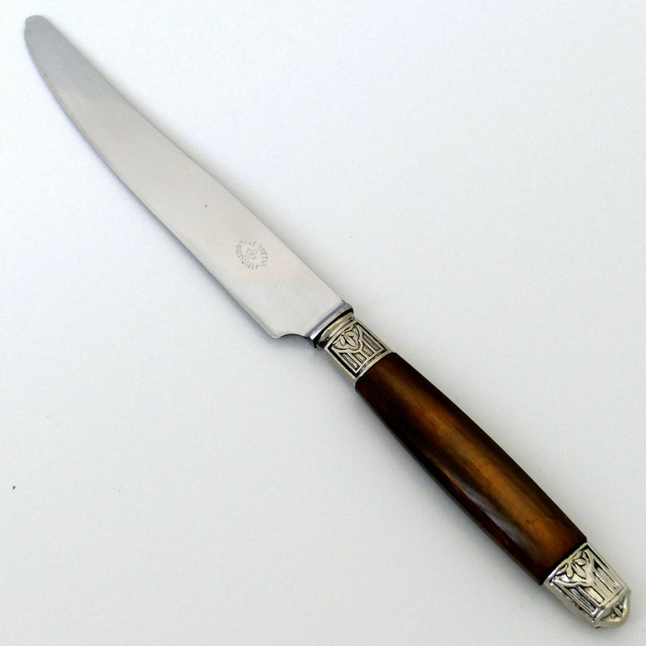 Thiers French Silver & Horn Dinner Knife Set of 12 pc, Art Deco