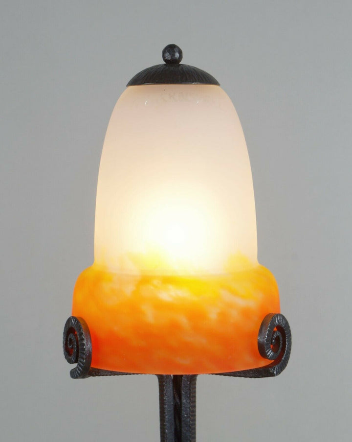 MULLER FRERES : pair of FRENCH 1930 ART DECO LAMPS in wrought iron . lamp France