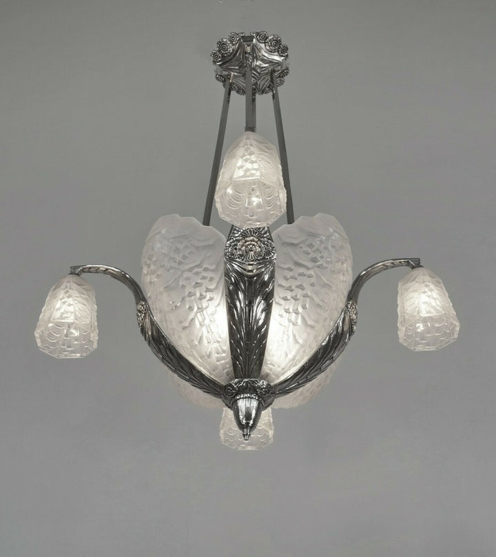 A.Neut and Schneider : FRENCH ART DECO CHANDELIER 1930 ......... lamp muller era