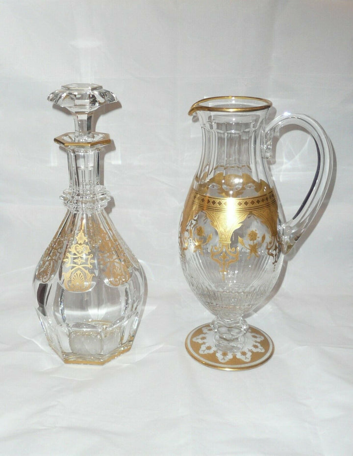 Baccarat Crystal Prestige Pattern Gold Cutted Wine Jug