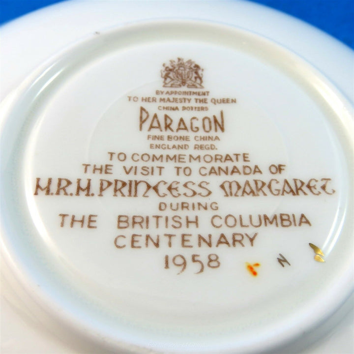 パラゴン　1958年マーガレット王女カナダ・ブリティッシュコロンビア訪問記念のカップ&ソーサー