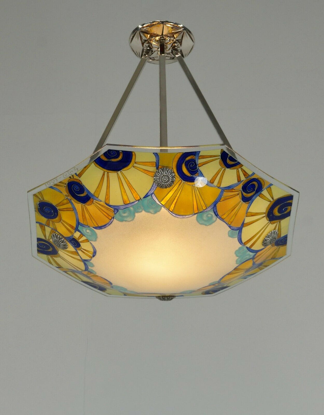 LOYS LUCHA : FRENCH 1930 ART DECO CHANDELIER ..... pendant lamp daum era France