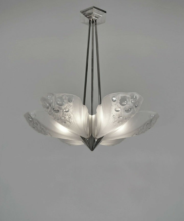 Muller freres : ART DECO STARBURST CHANDELIER 1930 France ....... degué daum era