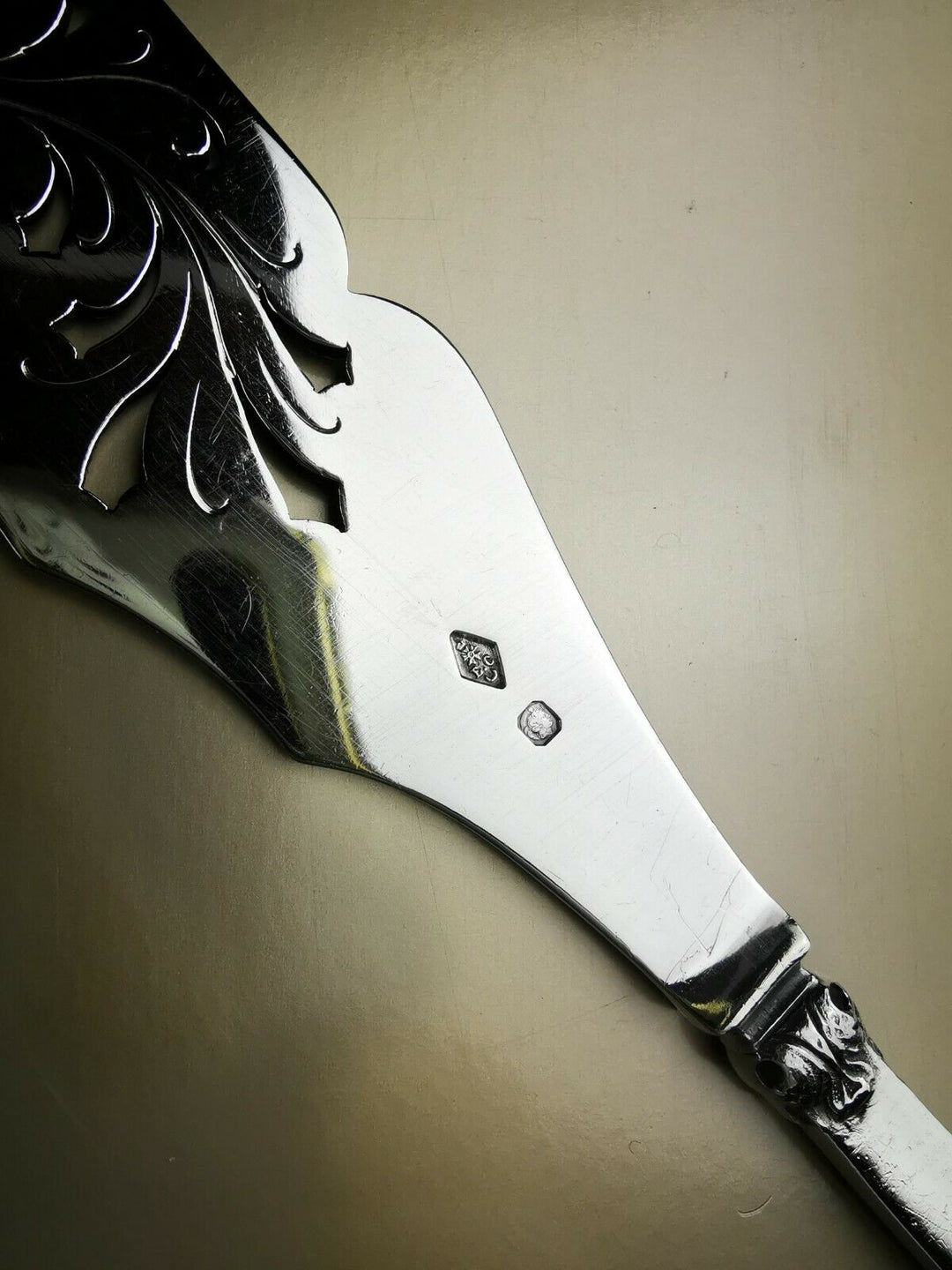 CARDEILHAC - Renaissance Mascaron service knife French antique silver Minerve