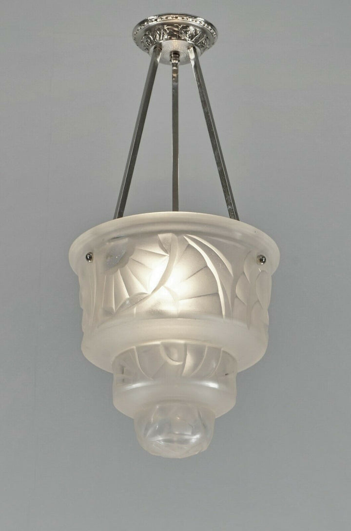 HUBENS & DEGUE : FRENCH ART DECO PENDANT CHANDELIER ....... 1930 lamp muller era