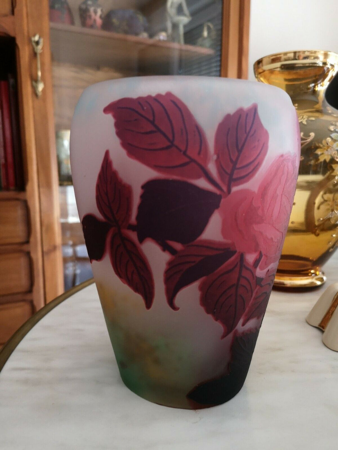 MULLER FRÈRES LUNÉVILLE - Vase aux roses circa 1925 - (DAUM GALLÉ) - NO COPY