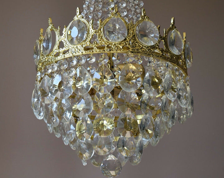 Brass Lighting Antique French Vintage Ceiling Living Room Bar Crystal Chandelier