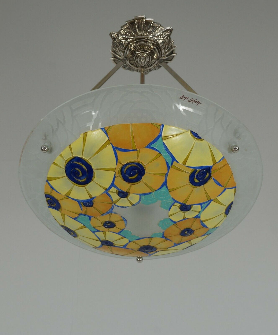 LOYS LUCHA : FRENCH 1930 ART DECO CHANDELIER ...... pendant lamp daum era France