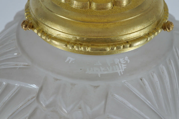 GILLES & MULLER FRERES : FRENCH ART DECO PENDANT flush mount 1930 chandelier