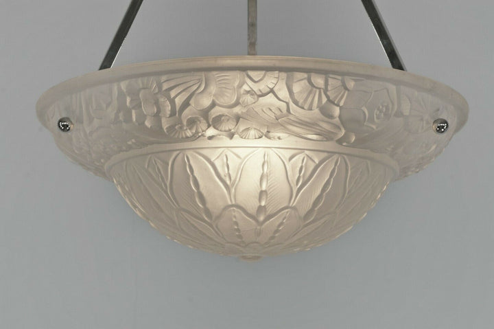 PETITOT : FRENCH 1930 ART DECO PENDANT . chandelier 1925 lamp muller era France