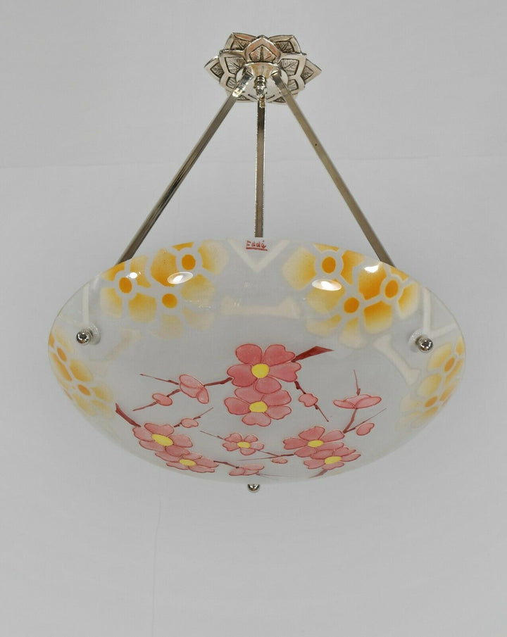 EDDÉ : FRENCH 1930 ART DECO CHANDELIER .......... pendant lamp loÿs lucha France