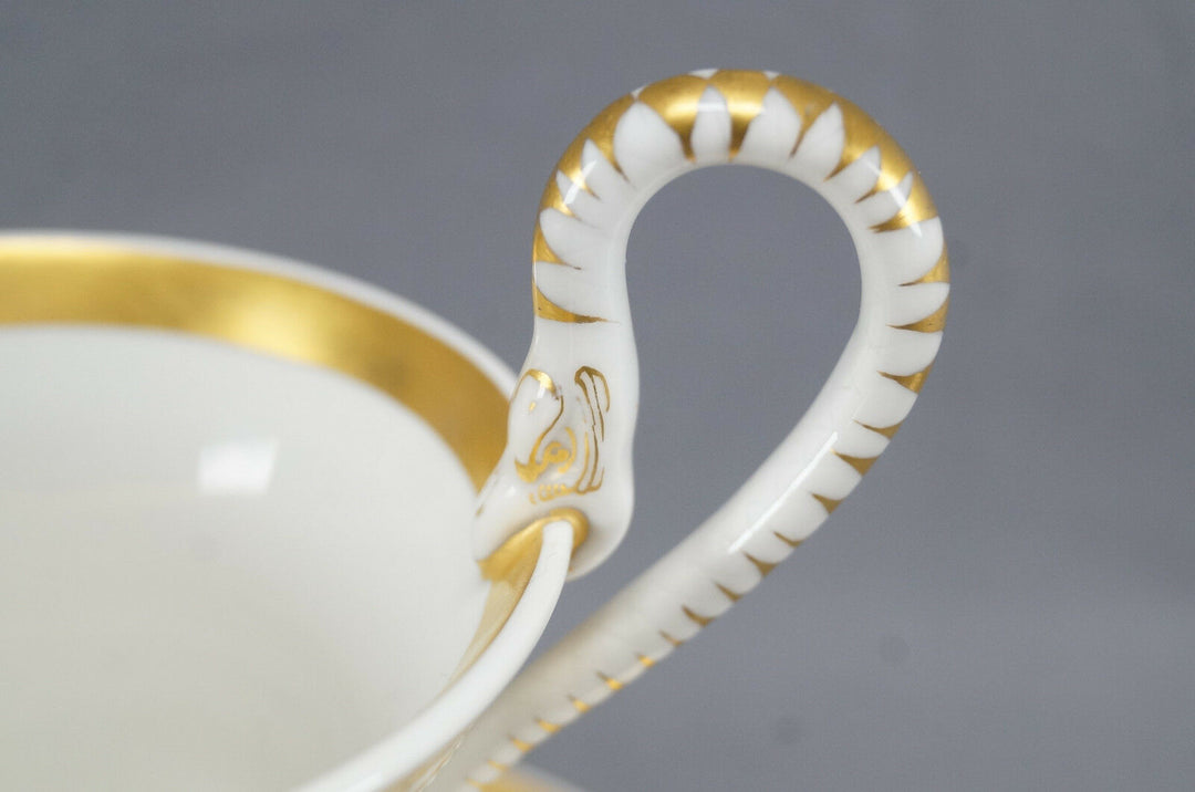 KPM Berlin Hand Painted WWI Altes Museum & Gold Snake Handle Empire Form Cup