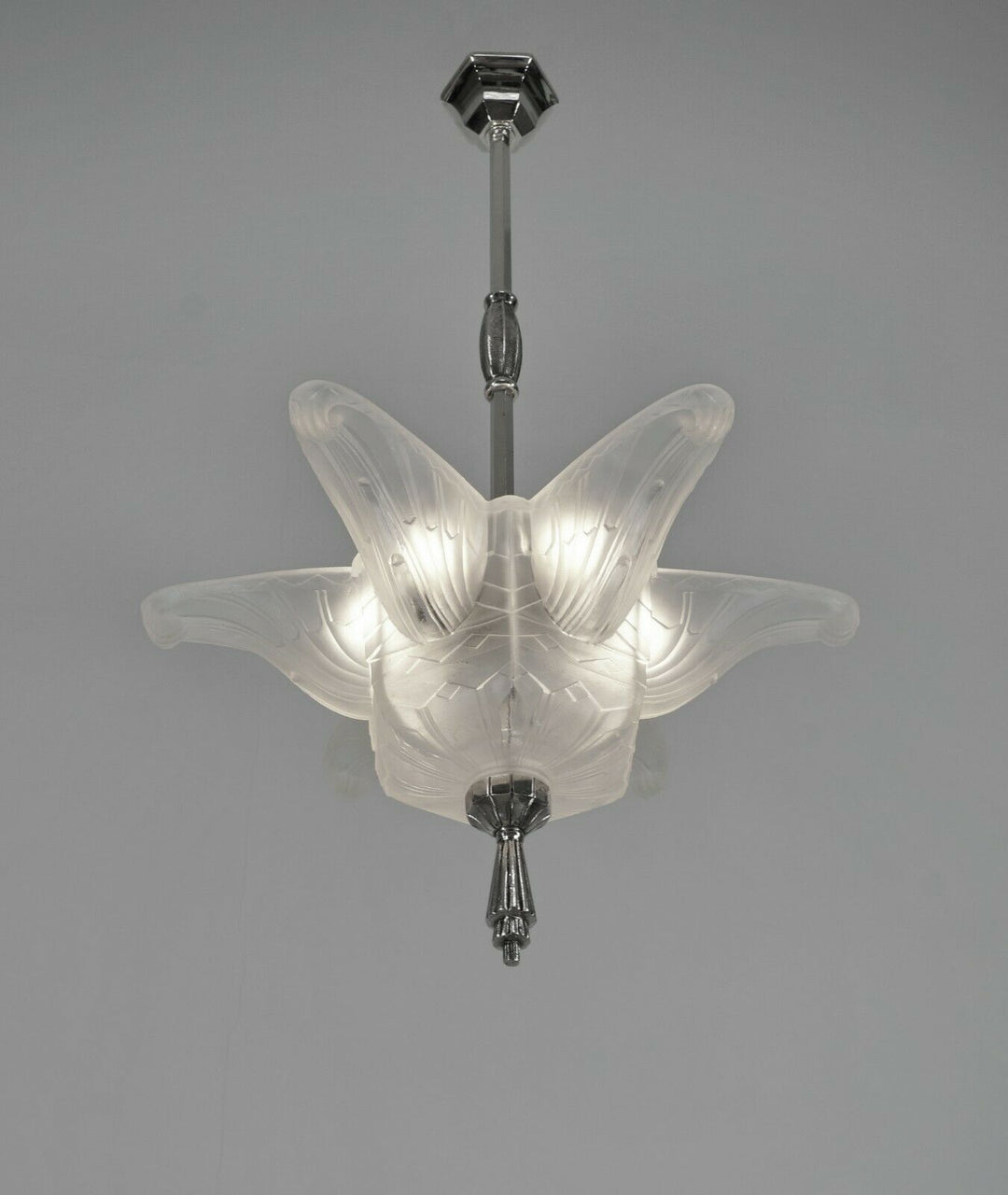 HANOTS : French 1930 art deco pendant chandelier .. lamp muller degué era France