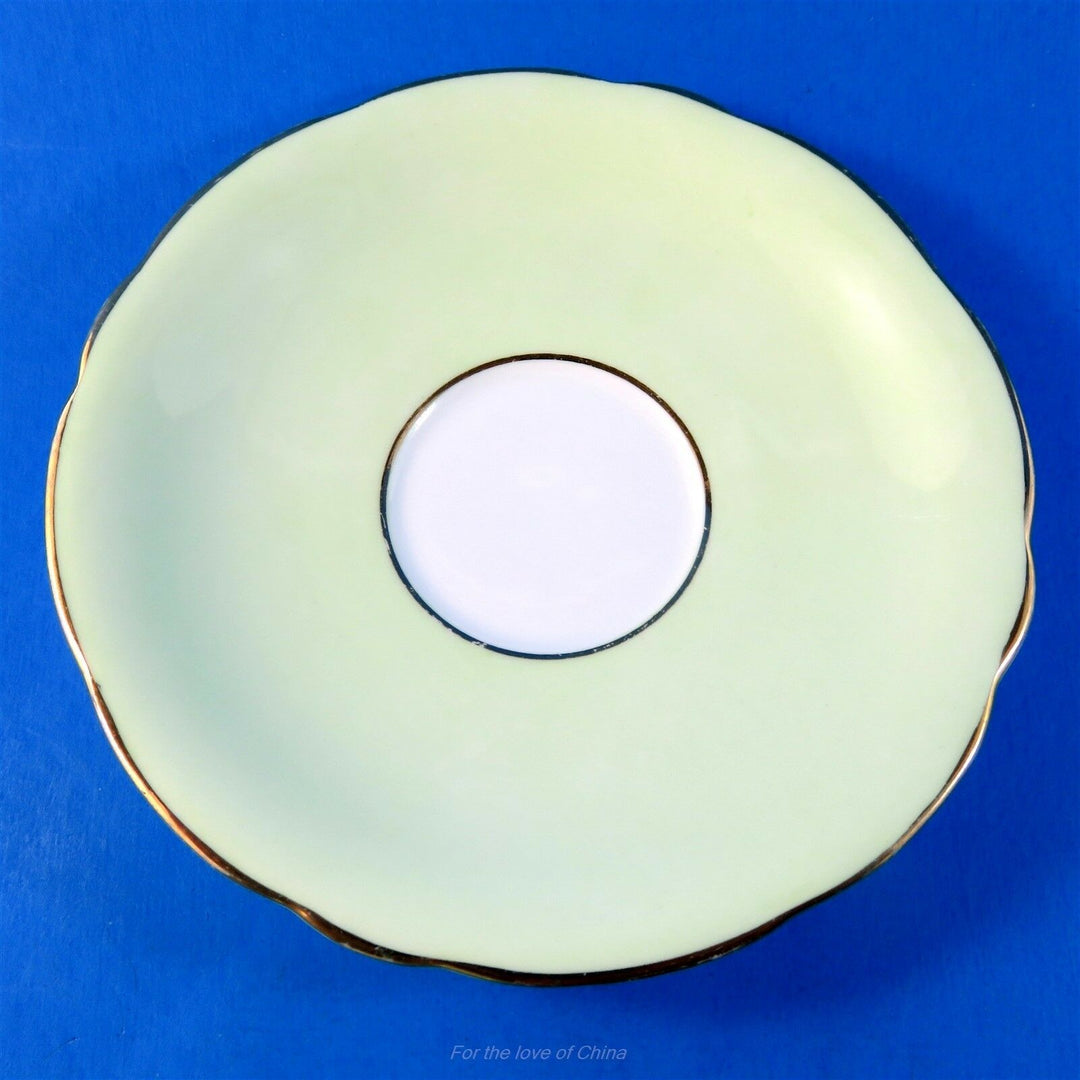 Light Green with Morning Glory Design Flower Handle Aynsley Tea Cup & Saucer