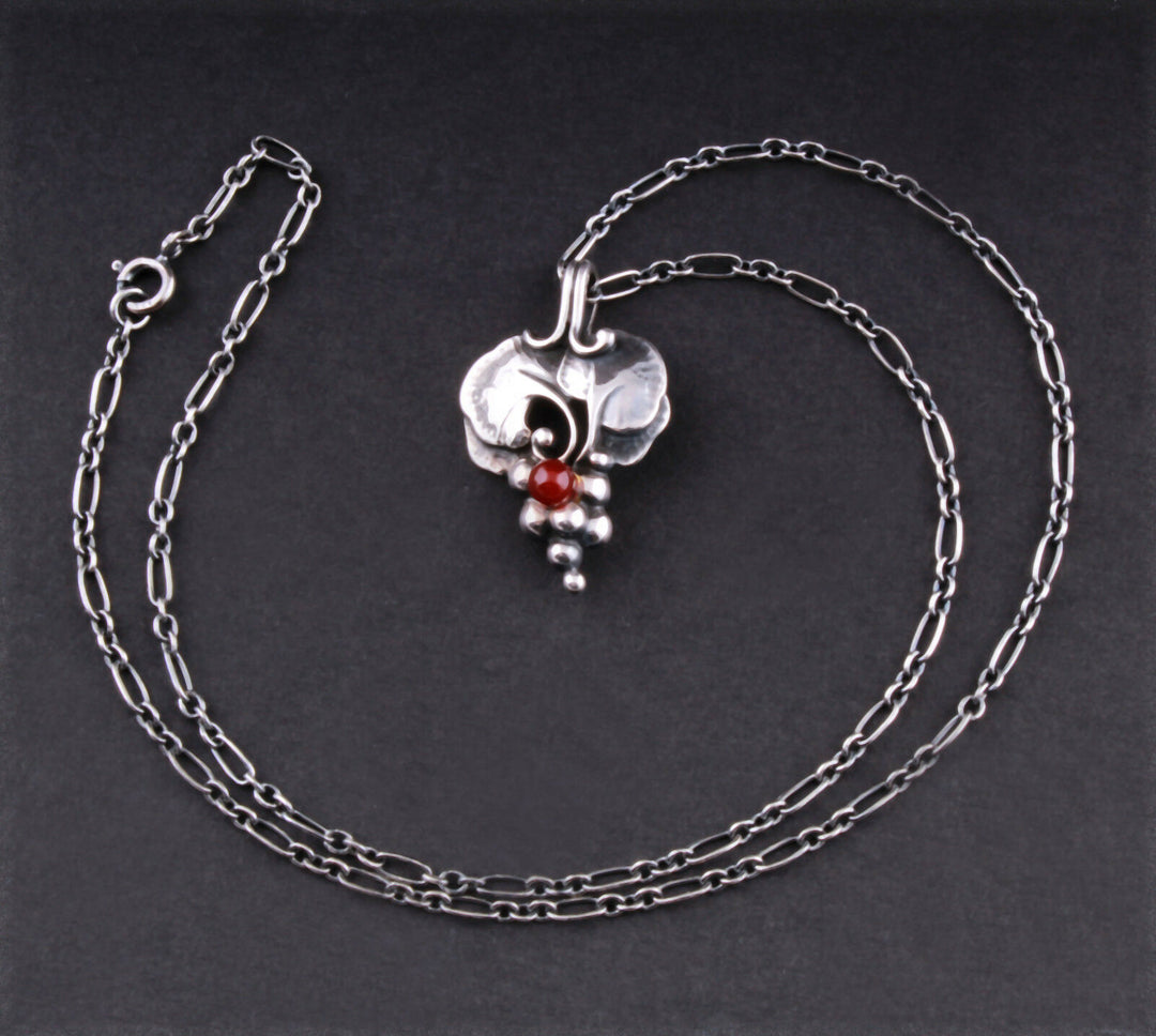 GEORG JENSEN Sterling Silver Pendant Of The Year 1996 with Carnelian. RARE!