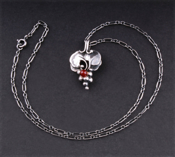GEORG JENSEN Sterling Silver Pendant Of The Year 1996 with Carnelian. RARE!
