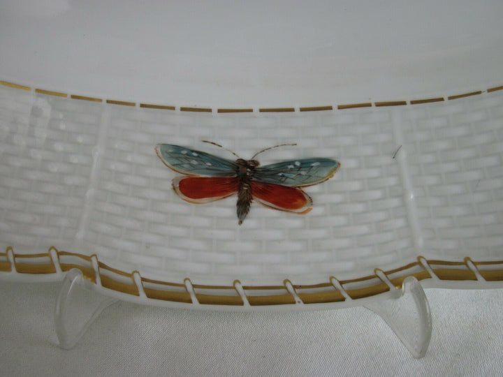 Schöne große Meissen Vorlege-Platte mit Vogel-Dekor und Insekten-Malerei