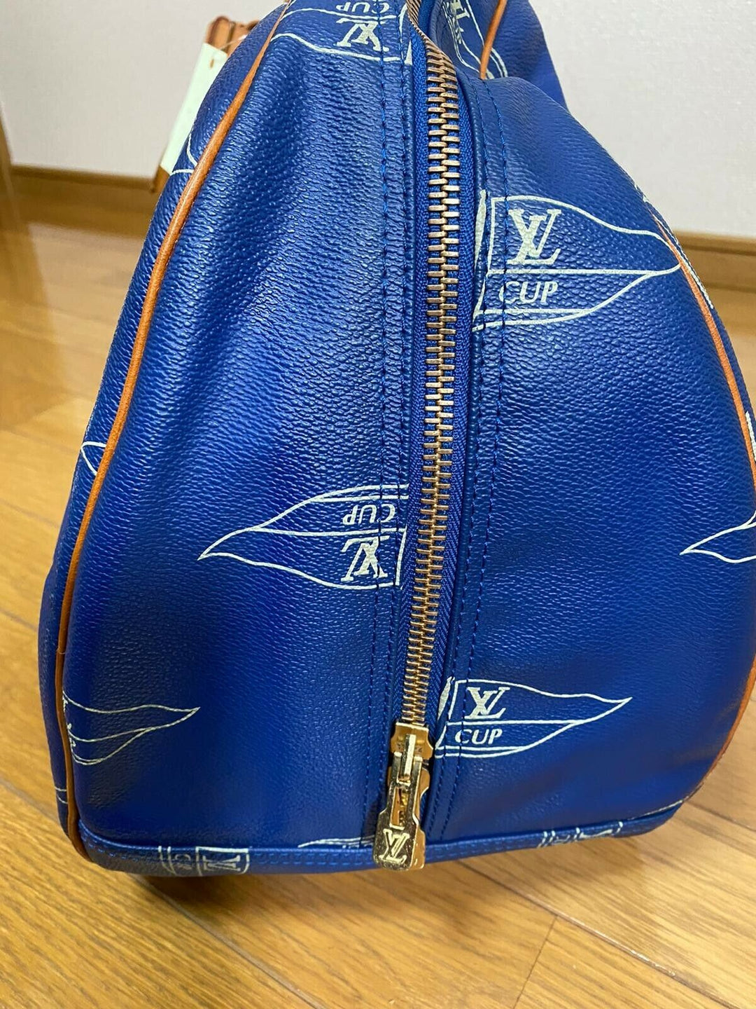 LOUIS VUITTON Sac Plein Air Long BAG CUP 1992 BLUE LEATHER VINTAGE Boston LV221