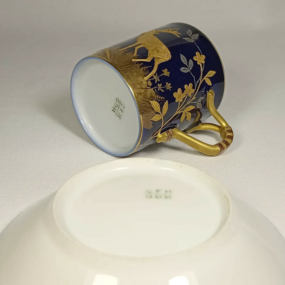 アンティーク　リモージュ　CFH アビランド　手描き絵付け　カップ&ソーサー