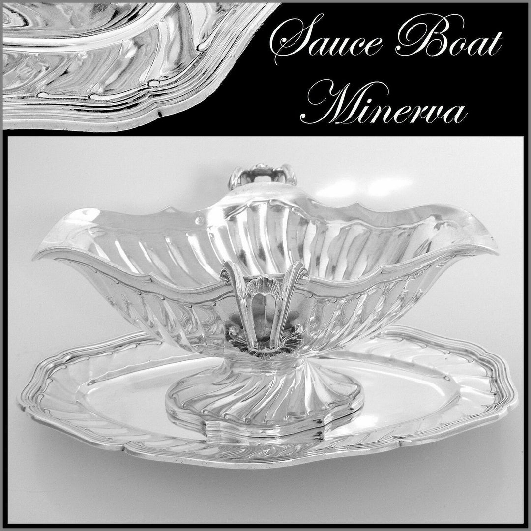 Antique French Sterling Silver Gravy/Sauce Boat with Tray