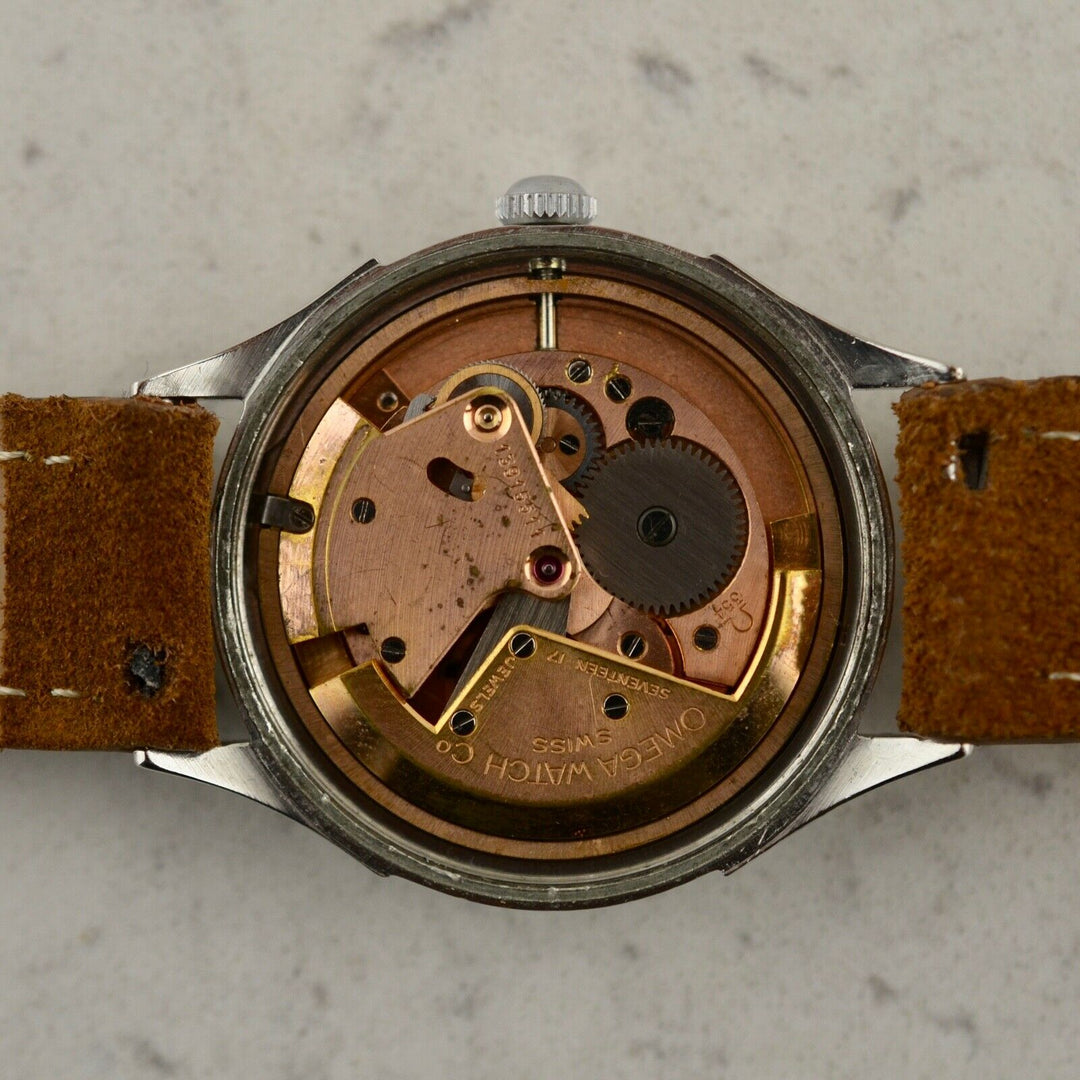 C.1953 ヴィンテージ オメガ 自動式 ジャンボ ワッフルダイアル 腕時計 Ω620 型番 2637-8 スチール製