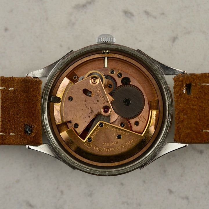 C.1953 ヴィンテージ オメガ 自動式 ジャンボ ワッフルダイアル 腕時計 Ω620 型番 2637-8 スチール製