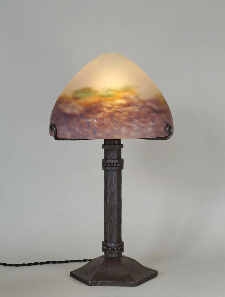 MULLER FRERES : FRENCH 1920 1930 ART DECO LAMP ......... wrought iron .. lampe